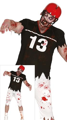 FIESTAS GUIRCA | Quarterback Zombie Kostüm für Erwachsene (48-50/M) - Shirt, Schulterpolster und Hose - Sport-, Halloween- und Zombie Kostüme für Herren - Ideal für Karneval und Maskenbälle