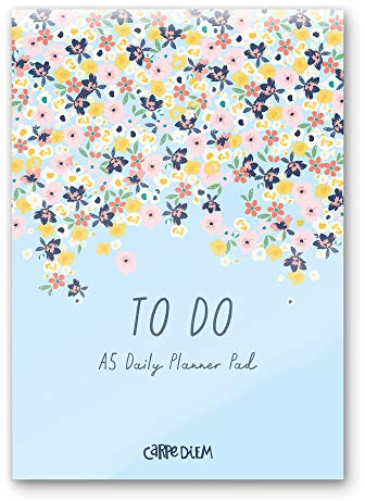 Pukka Pad Carpe Diem A5 Daily Desk Planner Pad with 60 Tear-Off Sheets of 100GSM Paper – Includes Sections for Morning, Afternoon, Evening, Tomorrow, and To-Do List – 8.3 x 5.8in, Ditsy Floral