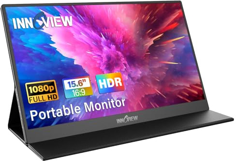 InnoView Portable Monitor, 15.6 Inch FHD 1080P HDMI USB C Second External Monitor for Laptop, Desktop, MacBook, Phones, Tablet, PS5/4, Xbox, Switch, Built-in Speaker with Protective Case