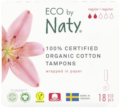 Eco by Naty Tampons ohne Applikator Normal - Pflanzenbasierte und saugfähige Tampons für Frauen, Menstruationsprodukt aus Bio-Baumwolle, besser für die weibliche Gesundheit (18 Stück)