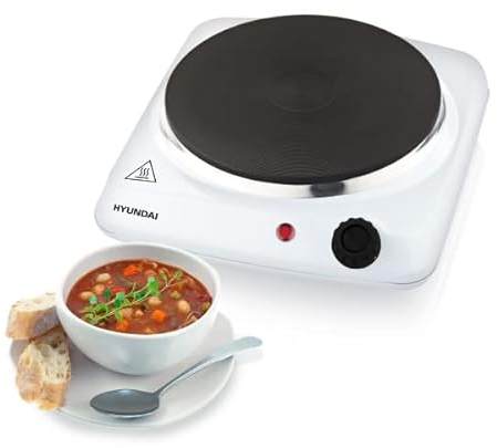 HYUNDAI Kochplatte EP110W I Kleines Kochfeld I 1500 W I Stufenlos I 18.5cm Gussplatte I Betriebsleuchte