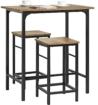 SoBuy Essgruppe Esstisch Set 3-teilig – Bartisch mit 2 Stühlen, platzsparendes Küchentisch Set für Esszimmer Balkon Garten – Kompakt & Modern für kleine Räume OGT10-PF