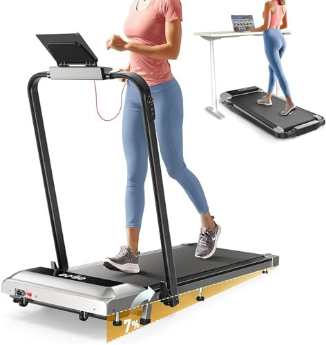 Tapis Roulant Elettrico con Inclinazione, Pieghevole, Pendenza, 12km/h Walking Pad, App e Telecomando, Salvaspazio, Display LED, Sotto Scrivania per Casa/Ufficio