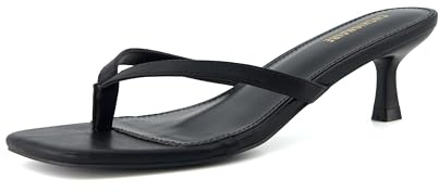 CUSHIONAIRE Miami Kitten Heels for Women - Dressy Heeled Thong Womens Sandals, EBONY 9