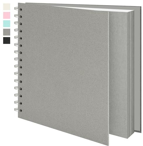 Vienrose Album scrapbooking (20 x 20 cm) Fotoalbum, Album di Viaggio Con Copertina in Carta Strutturata, Ideale Per Matrimoni, Bambini, Famiglia, Lauree (20 Fogli/40 Pagine, Grigio)