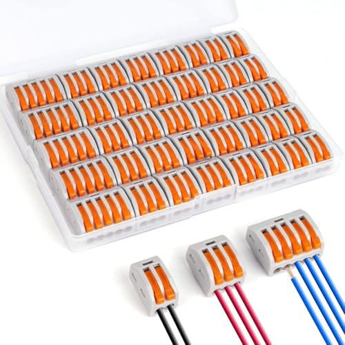 AXFEE 40 Stück Kabelverbinder, 4mm² Leiter Klemme, mit Betätigungshebel, Elektrische Anschlussblöcke, Elektro-kabelklemmen, Können Frei Kombiniert Werden, für 2-3-5 Leiter Elektro Draht Kabelklemmen
