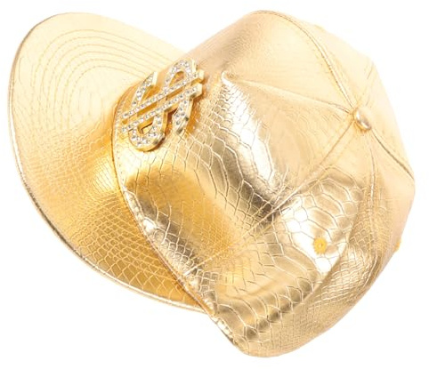 Homoyoyo US Symbol Flat Brimmed Baseball Hat for Summer Lightweight Outdoor Cap Decorative Hip Hop Style with Rhinestone Detail for Sports and Casual Wear Golden