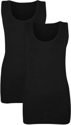 COSHAL® 1 & 2 Womens Vest Plain Women Summer Ribbed Vest's Stretchy Top Ladies Casual Cotton Shirt Camisole T-Shirt Style Vest' Cami Vests Tank Top