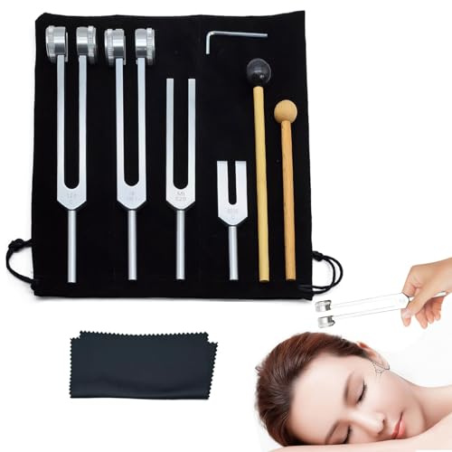 Stämgafflar helande, stämgafflar helande, set – klangläkningsinstrument 128 Hz stämgaffel i aluminiumlegering, healinstrument meditation, yoga, kropp och själ