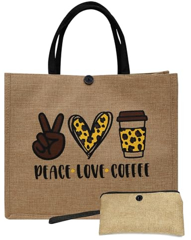 Jlnmmn Borsa Juta Naturale, Borsa per La Spesa In Juta Portatile, Borsa Juta Naturale con Manico, per Riporre Piccoli Oggetti, Acquisti, Lavori di Bricolage, 34 x 30 x 17 cm