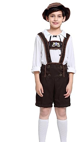 Traje Escenario Piezas para Niños Pequeños Pieza Superior Babero Corto Sombrero Ropa Tradicional Festival con Tirantes Bordados#a