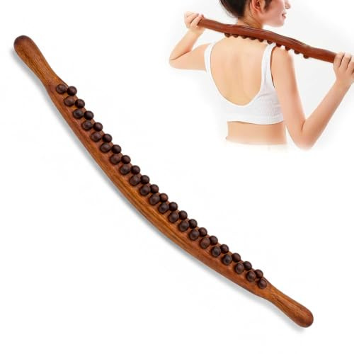 Gua Sha Wooden Therapy Baguette de massage en bois avec 31 perles de massage pour le corps entier, massage des fascias relaxation musculaire, dos, cou, jambes, ventre, bras, corps Gua Sha