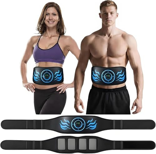 Electroestimulador Muscular, EMS Estimulador Muscular Abdominal,12 Modos y 20 Intensidades,Masajeador Eléctrico Cinturón con USB Recargable para Abdominales Brazos Piernas