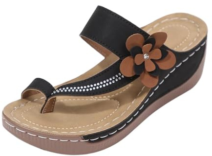 Generico 2026 Eleganti Sandali Estivi con separatore per Le Dita dei Piedi e Motivo Floreale Traforato, Perfetti per Un Look Casual da Spiaggia.