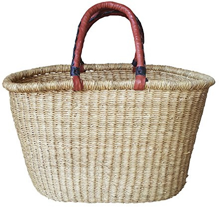 African Bolga Baskets Shopper Basket - Natural - Ghana Bolga #2001
