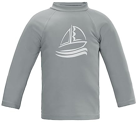 LACOFIA T-Shirt de Bain à Manches Longues pour Garçons Maillots de Bain pour Enfants Rashguard Protection Solaire Séchage Rapide Gris 140