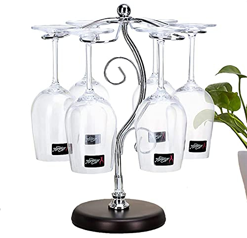 FIAMER Supporto per bicchieri da vino da appoggio, da tavolo, sistema di asciugatura ad aria, per cucina, bar, scrivania, espositore per bicchieri in metallo (34,8 x 25,9 x 15 cm)