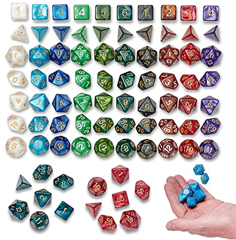 THE TWIDDLERS 140 Stück (20 x 7) Polyedrische Würfel für Dungeons & Dragons, Pathfinder, Rollenspiel, DND, RPG, MTG - für Kinder & Erwachsene