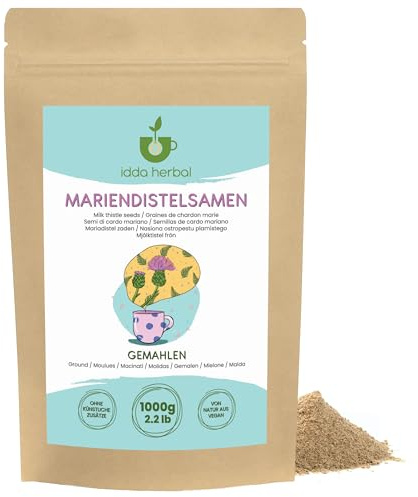 Mjölktistelfrö pulver (1 kg), mjölktistelfrön mald, 100% naturligt och rent mjölktistelpulver, vegansk