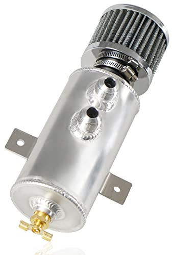 POSENG Universal 10AN Oil Catch Can Tank Baffled 750ml with Filter Aluminum Silver HTRACING