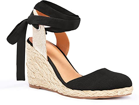 Juliet Holy Womens Lace up Espadrilles Closed Toe Wedges Sandals Strappy Slingback Platform Heels