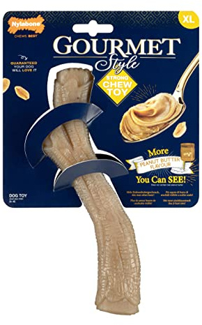 Nylabone Maximum Strength Tough Extreme Gourmet Stick - Juguete masticable para Perros, impregnado con Sabor Extra a Mantequilla de maní en Todo el Mundo, Extragrande, para Perros de más de 23 kg