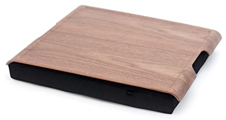 Bosign. Lap Tray Laptray with Bean Bag Cushion for Laptop Breakfast Non-Slip Tray Removable and Washable Cushion Cover Natural Walnut Black Cushion Large (46 x 38 x 6.5cm)
