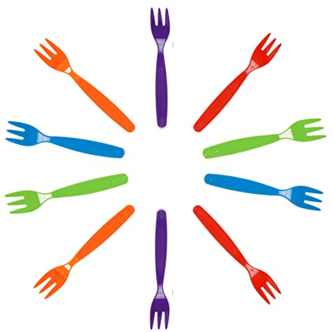 Harfield Pack of 10 Multicoloured Small Children's Forks Virtually Unbreakable Reusable Polycarbonate Plastic