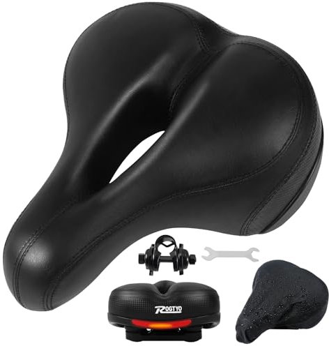 ROGTYO Fahrradsattel Gel Fahrradsitz Pro 2.0 Upgrade Breiter Super Weich Komfortabel Atmungsaktiv Stoßdämpfend Ergonomisch Memory Foam Fahrrad Sattel mit wasserdichte (Schwarz)