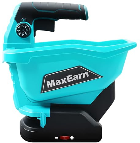 MaxEarn Spandiconcime per batteria al litio Makita da 18 V, larghezza regolabile, spargitore portatile ideale per semina prato, fertilizzante, sale da spargimento, copre fino a 8.000 mq. ft.