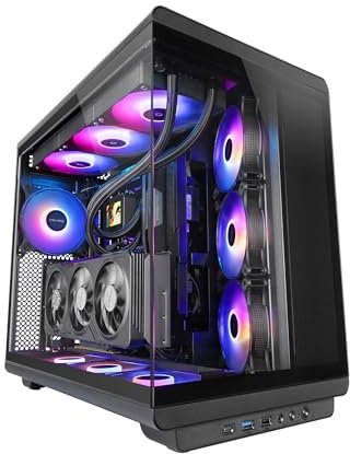 Mars Gaming MC-REV, Case Gaming ATX, Doppio Vetro Temperato, 3x Ventole ARGB Invertite 12cm, Montaggio Verticale GPU, Tower PC con Supporto Raffreddamento a Liquido fino a 360mm, Nero