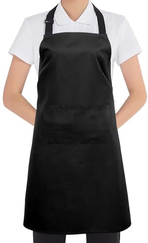 Mordx schürze küchenschürze Grillschürze kochschürze Mit 2Taschen ，85cmx70cmVerstellbare waschbar Grill schürze Schwarz (Schwarz)