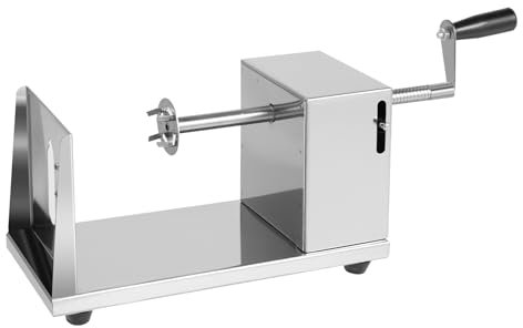 Cortador manual en espiral de patata de acero inoxidable - Chip tornado de 3-3,5 mm de grosor, 2 cuchillas con mango antideslizante, para el hogar/gastronomía