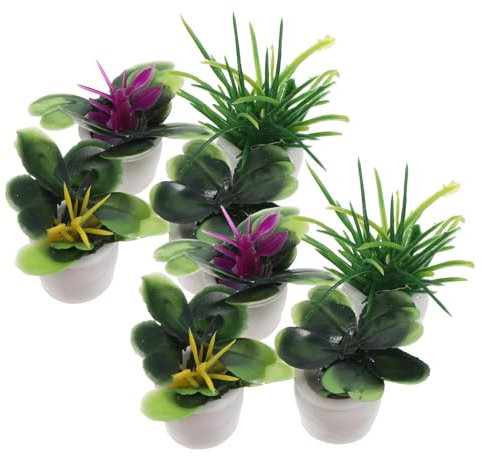 KONTONTY Plante Miniature en Pot pour Maison De Poupée, Mini-bonsaï Décoratif Compact, Lot De 8 Pièces, Verdure Artificielle, Micro-modèle D'intérieur pour Décoration Minutieuse