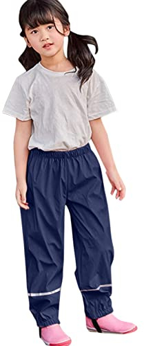 Générique Pantalon de Pluie Garcon et Fille Pantalon Boue de Pluie Imperméable Coupe-Vent Léger Enfants Garçon Surpantalon Réfléchissant pour Road Running Randonnée Le Plein Air (Navy #3, 5-6 Years)
