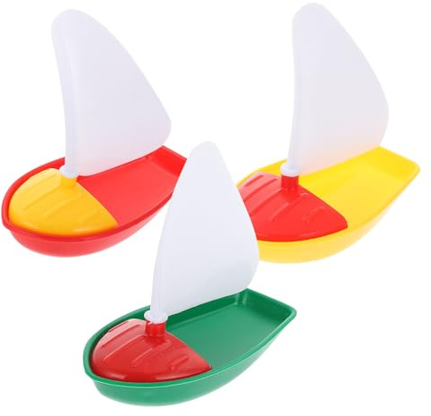 CVUTOVO Set di 3 Giocattoli da Bagno Barche a Vela Galleggianti per Bambini, in Plastica, Dimensioni Grandi, Design Educativo per Divertimento in Vaschetta