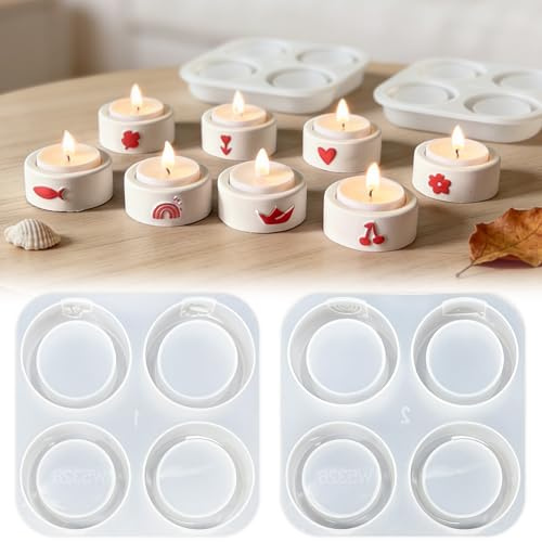 TZEKING 8 Pezzi Stampi per Candele in Silicone,Stampo per Candele Cilindriche Stampi in Silicone da Colata per Resina Epossidica