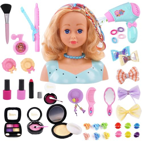 Icetop Styling Head Doll, Hairdressing Head Set with Styling Makeup Kit | Perfect for Creative Play and Learning. Ideal Birthday Gift for Girls Who Love Fashion and Beauty
