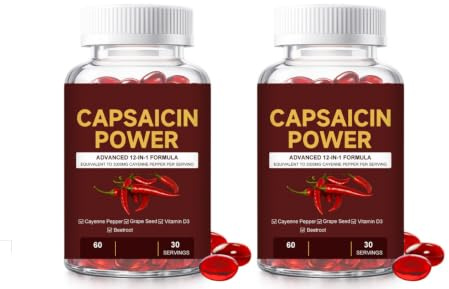 capsaicin extrakt 60count | Cayennepeppar, matsmältnings- och cirkulationsstöd， med vitamin D3+K2, icke-GMO och glutenfri
