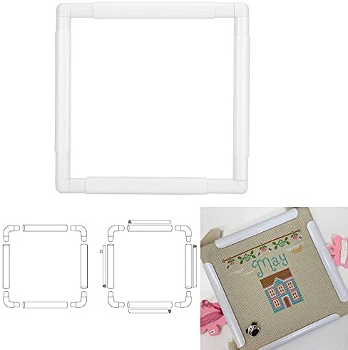 Telaio per ricamo, cornice rettangolare quadrata in plastica per ricami a punto croce, quilting, strumento per cucire (27.9 x 27.9cm)