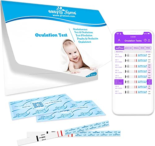 Ovulation Test Kit Fertilité Prédiction: Easy@Home 20 LH Tests de Female Fertilité Bandes d'ovulation Test Résultats Précis avec Application Française Intelligente Premom Suivi de Fertilité
