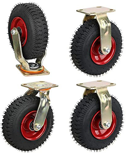 LIGUOYI 4 PC Rueda Giratoria Robusta De Goma, Rueda AntiPinchazo De Vacío, Ruedas Industriales De Transporte Capacidad De 480/600kg Pneumatic Swivel Caster, Muebles, Aparato, Carro Y Equipo Ruedas