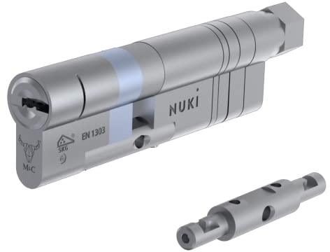 Nuki Universal Cylinder, cylindre pour Nuki Smart Lock, Catégorie de sécurité maximale SKG***, Avec fonction d’urgence, Kit avec 5 clés incl., accessoire pour serrure de porte électronique
