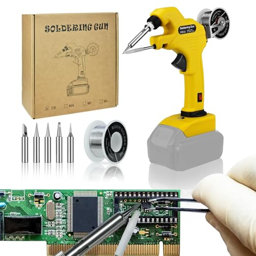 Cordless Soldering Iron Kit for Dewalt 20V Max Battery, 30W Soldering Gun 30s Quick Preheat Soldering Iron with 50g 0.04 Solder Wire& 5pcs Solder Tips for Electronics,Circuit Boards,Jewelry Making