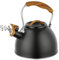 Whistling Kettle, 3 L Stainless Steel Stove Top Kettle with Wood Grain Handle and Tall Whistle, Retro Style Teapot for Kitchen Gas Stove, Induction Cooker