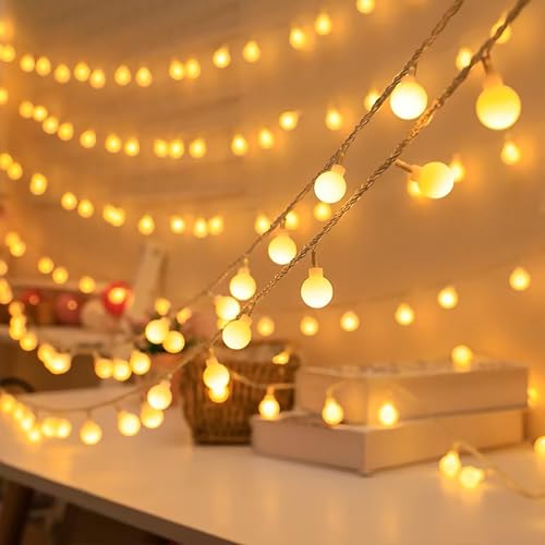 AUAUY Catena Lampadine LED, 6M 40 LED Catena Luminosa a Batteria Luci Stringa Natalizie Decorazione, per Natale Matrimonio Compleanno Festa Fecorazione Interna ed Esterna (Bianco Caldo)