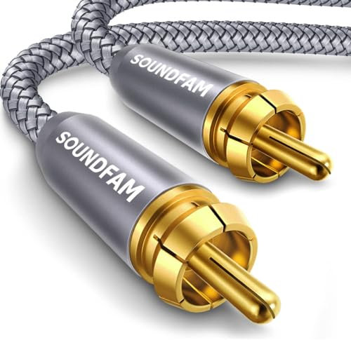 SOUNDFAM Câble de caisson de basses de qualité supérieure - 5 m - RCA LFE - Câble coaxial audio numérique RCA - Gris