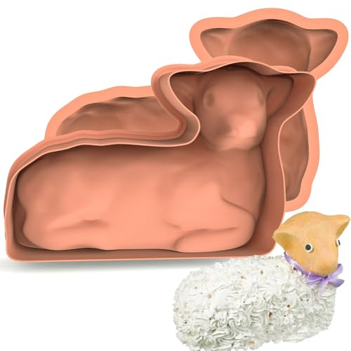Kamehame Lamb Cake Mold, Silicone 3D Easter Lamb Cake Molds for Baking, Spring Lamb Mold Cake Pan for Easter Baking