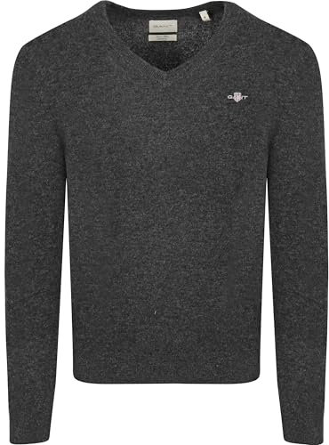 GANT Lana de Cordero extrafina con Cuello en V, Dk Charcoal Melange, XL
