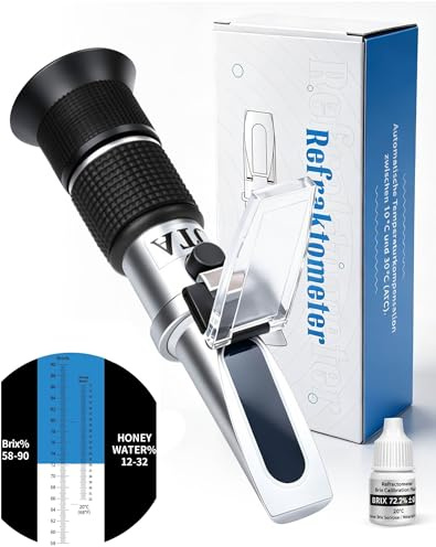 LAOYE Rifrattometro miele 2 in 1 apicoltore rifrattometro 10-32% contenuto di acqua miele 58-90% Brix rifrattometro per miele sciroppo di zucchero marmellata di frutta melassa Honey Tester ATC
